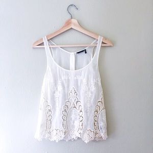 Dolce Vita embroidered lace tank, white NWOT XS